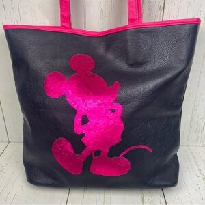 Loungefly Disney Mickey Mouse Imagination Pink/Silver Reversible Sequin Tote Bag